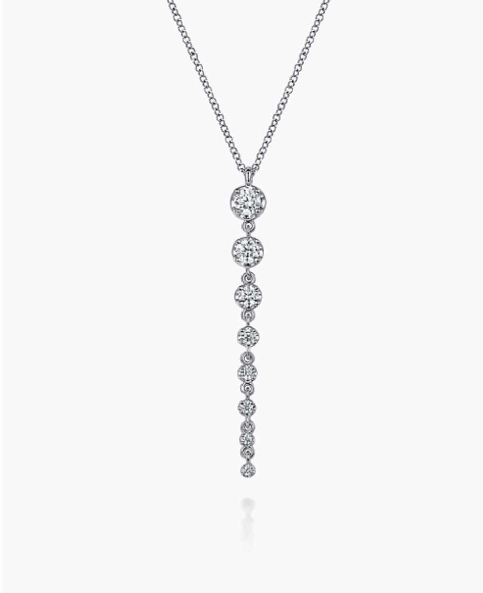 Gabriel & Co-14K White Gold Graduating Vertical Diamond Bar Necklace NK7579W45JJ
