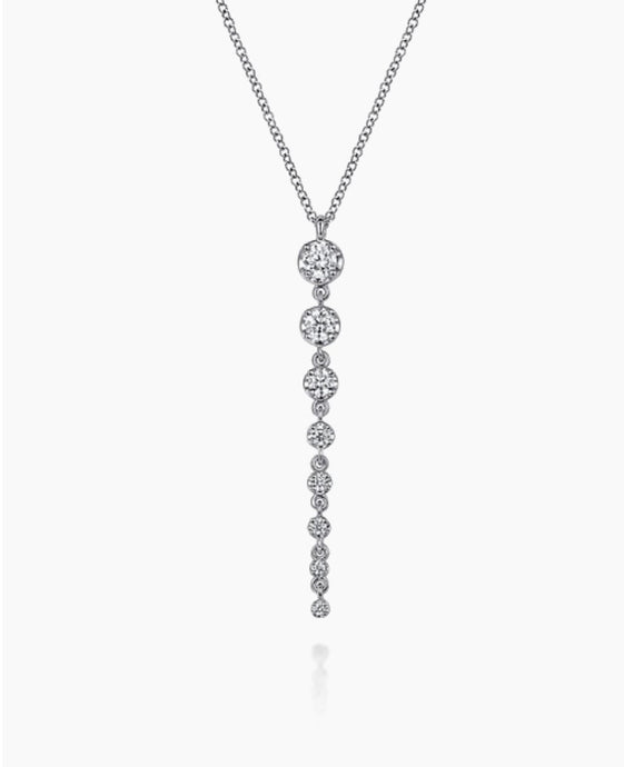 Gabriel & Co-14K White Gold Graduating Vertical Diamond Bar Necklace NK7579W45JJ