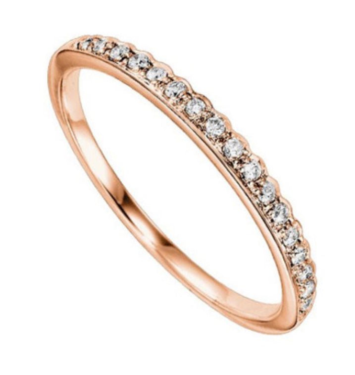 14K ROSE GOLD - FLAT EDGED SCALLOPED STACKABLE ROSE GOLD DIAMOND BAND D.12TW FR1082P