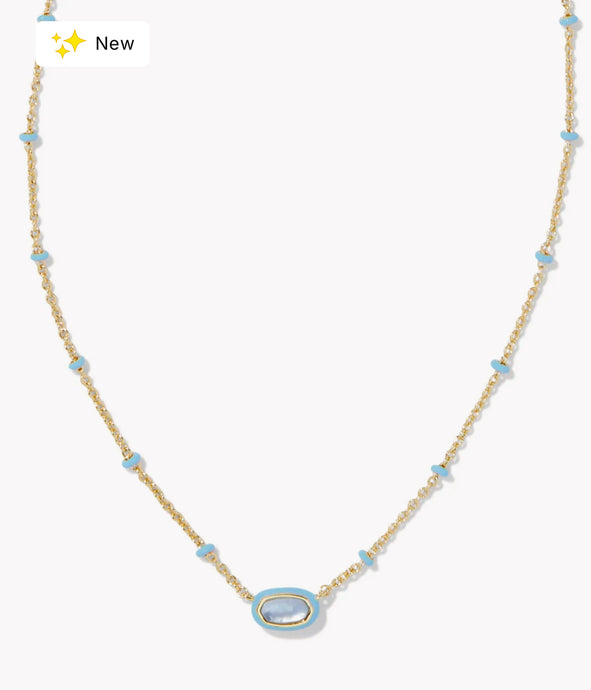 KENDRA SCOTT Mini Elisa Gold Enamel Frame Short Pendant Necklace in Periwinkle illusion 9608866422