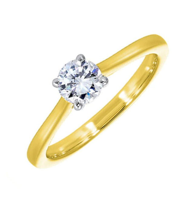 14K White & Yellow Gold Diamonds Engagement Solitaire Ring - 1/3CTW RG10790-4YWD