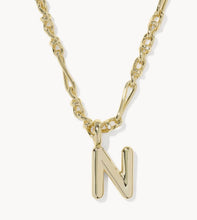 Load image into Gallery viewer, KENDRA SCOTT Bubble Letter N Gold Short Pendant Necklace 9608805611