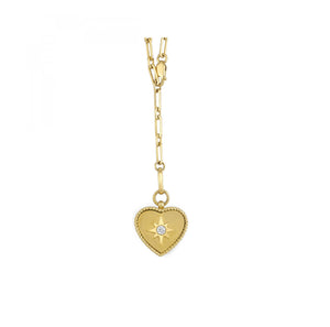 14k YG Diamond Heart Matte Finish Necklace NK10244-4YC