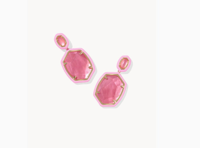 Kendra Scott-Daphne Enamel Frame Gold Drop Earrings In Bright Pink Illusion 9608880160