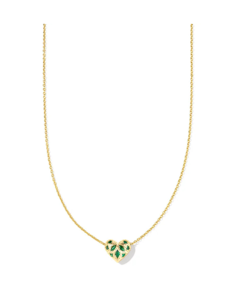 KENDRA SCOTT Holland heart necklace gold green crystal 9608869945