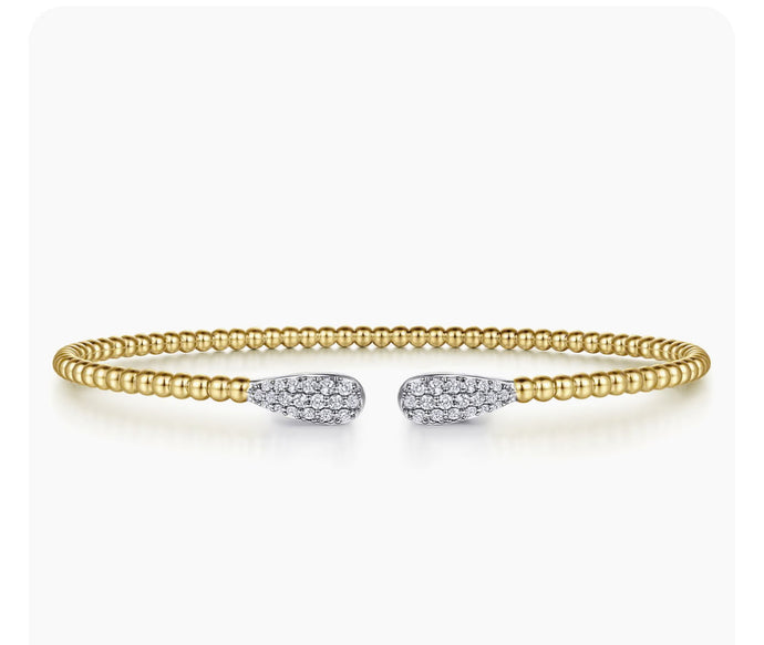 Gabriel & Co-14K Yellow Gold Bujukan Diamond Teardrops Bangle BG4230-57Y45JJ