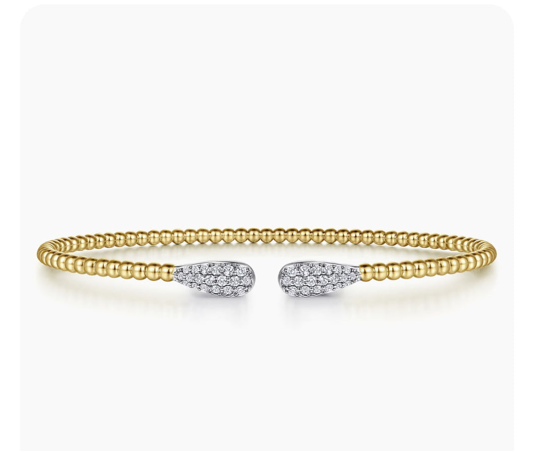 Gabriel & Co-14K Yellow Gold Bujukan Diamond Teardrops Bangle BG4230-57Y45JJ