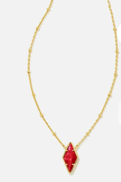 Kendra Scott-Kinsley Short Pendant Gold Necklace In Raspberry Illusion 9608853599