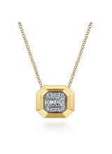 Load image into Gallery viewer, Gabriel &amp; Co-14K Yellow Gold Geometric Baguette and Round Diamond Pendant Necklace NK7278Y44JJ