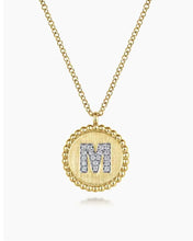 Load image into Gallery viewer, Gabriel &amp; Co-14K Yellow Gold Round M Initial Pendant Necklace with Diamonds NK7418M-Y45JJ