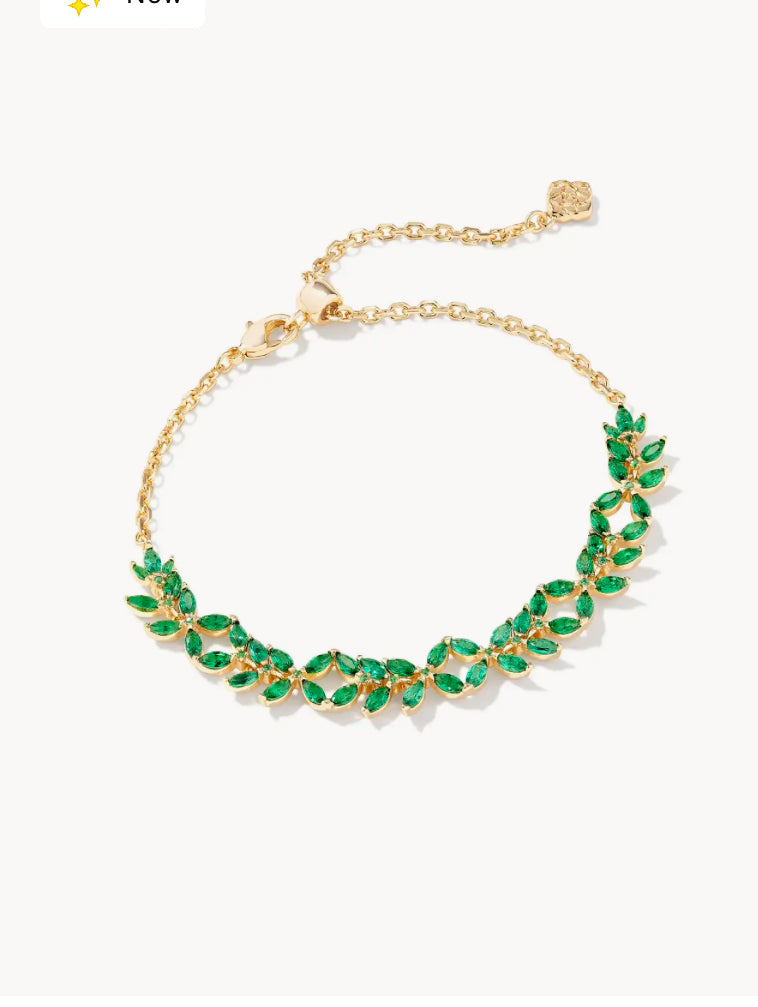 KENDRA SCOTT Rosalie Gold Tennis Bracelet in Green Crystal 9608871161