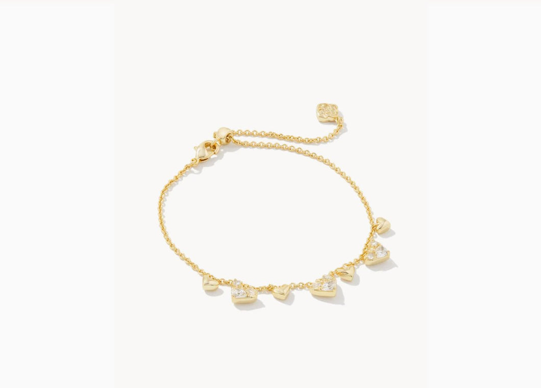 Kendra Scott-Haven Gold Metal Heart Crystal Chain Bracelet in White Crystal 9608862549