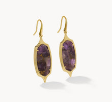 Load image into Gallery viewer, Kendra Scott-Dani Stepped Frame Gold in Bronze Veined Purple Amethyst Drop Earrings 9608806777