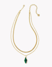 Load image into Gallery viewer, KENDRA SCOTT Evelyn Gold Multi Strand Necklace in Dark Green Mother-Pearl 9608875827