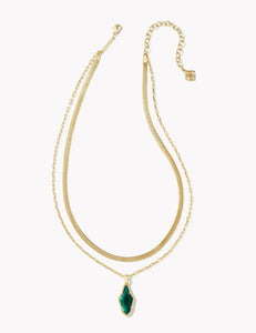 KENDRA SCOTT Evelyn Gold Multi Strand Necklace in Dark Green Mother-Pearl 9608875827