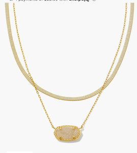 Kendra Scott-Elisa Herringbone Gold Multi Strand Necklace in Iridescent  9608856672