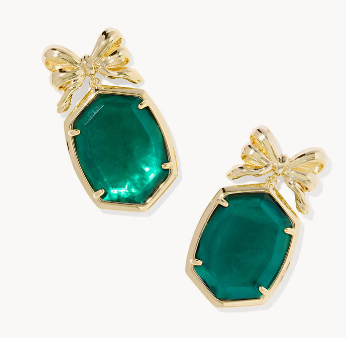 Kendra Scott-Daphne Bow Gold Drop Earrings in Pine Illusion 9608878943