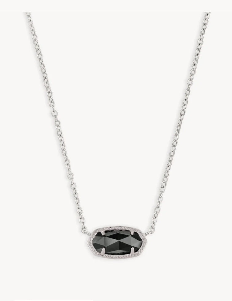 KENDRA SCOTT Elisa Silver Pendant Necklace in Black Opaque Glass 4217711455