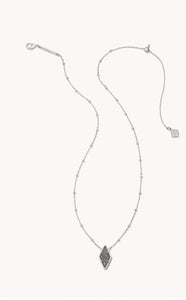 Kendra Scott-Kinsley Silver Short Pendant Necklace in Platinum Drusy 9608862088