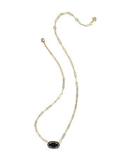 Load image into Gallery viewer, Kendra Scott-Elisa Enamel Frame Gold Paperclip Necklace in Black Agate 9608880363