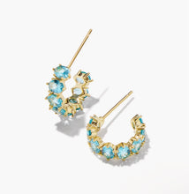 Load image into Gallery viewer, KENDRA SCOTT Cailin Gold Huggie Earrings in Aqua Crystal 9608862698