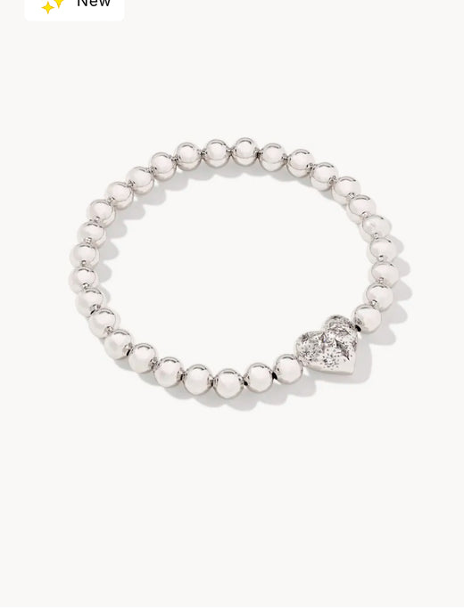 KENDRA SCOTT 
Holland Silver Heart Stretch Bracelet in White Crystal 9608875761