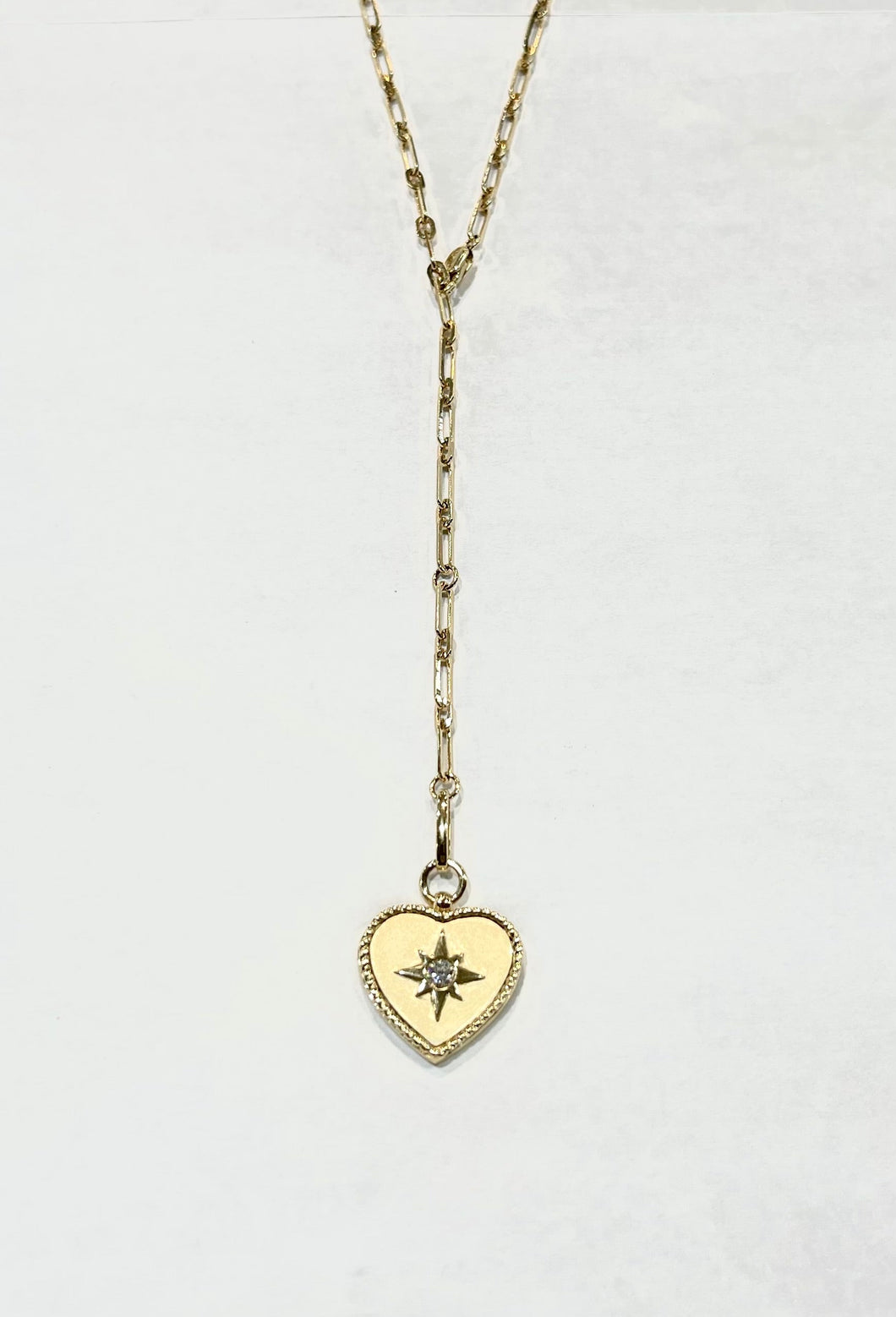14k YG Diamond Heart Matte Finish Necklace NK10244-4YC