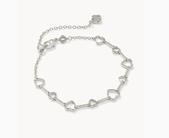 Kendra Scott-Haisley Heart Silver Delicate Chain Bracelet in White Crystal 9608875845