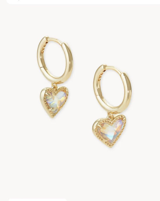 KENDRA SCOTT Ari Heart Gold Huggie Earrings in Dichroic Glass 4217710122