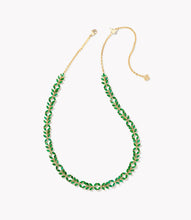 Load image into Gallery viewer, KENDRA SCOTT Rosalie Gold Tennis Necklace in Green Crystal 9608873100