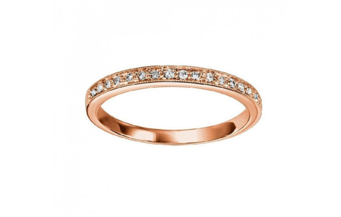 14K Rose Gold Vintage Styled Stackable Diamond Band FR1085P