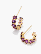 Load image into Gallery viewer, KENDRA SCOTT Cailin Gold Huggie Earrings in Purple Crystal 9608862035