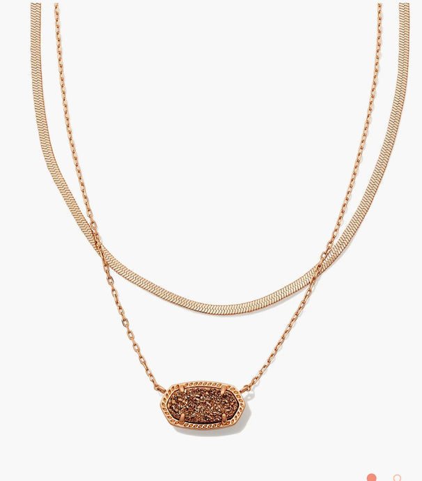 KENDRA SCOTT Elisa Herringbone Rose Gold Multi Strand Necklace in Rose 9608856990