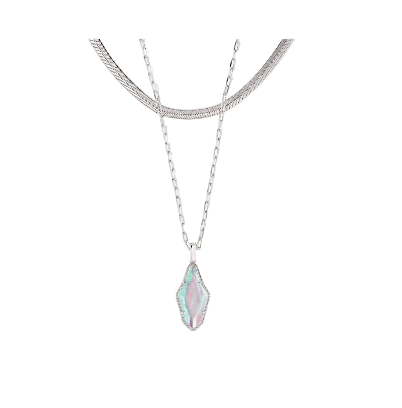 KENDRA SCOTT Evelyn Silver Multi Strand Necklace in Rock Crystal Dichroic 9608871130