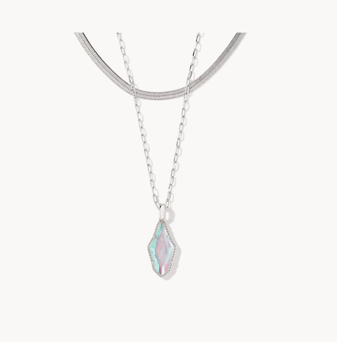 KENDRA SCOTT Evelyn Silver Multi Strand Necklace in Rock Crystal Dichroic 9608871130