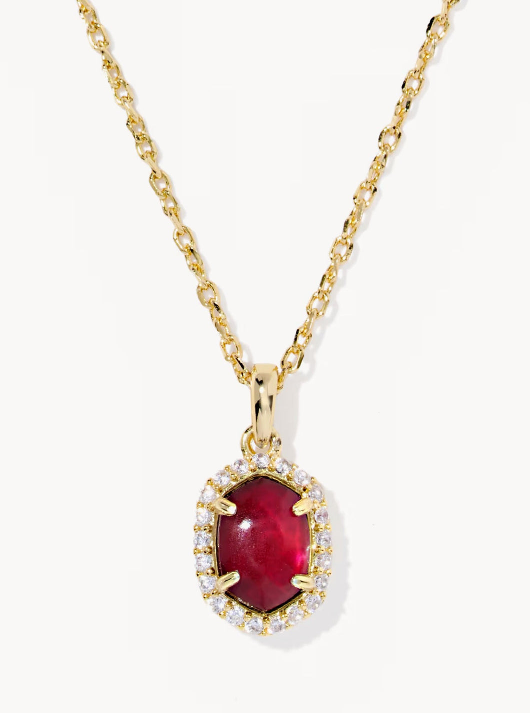 Kendra Scott-Daphne Gold Crystal Frame Short Pendant Necklace in Dark Burgundy Illusion 9608890553