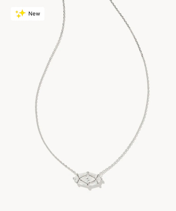 KENDRA SCOTT Lindy Rae Elisa Silver Short Pendant Necklace in White 9608871653