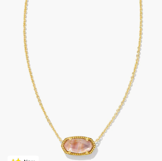 Kendra Scott-Elisa Gold Pendant Necklace in Light Pink Iridescent Abalone 9608864952