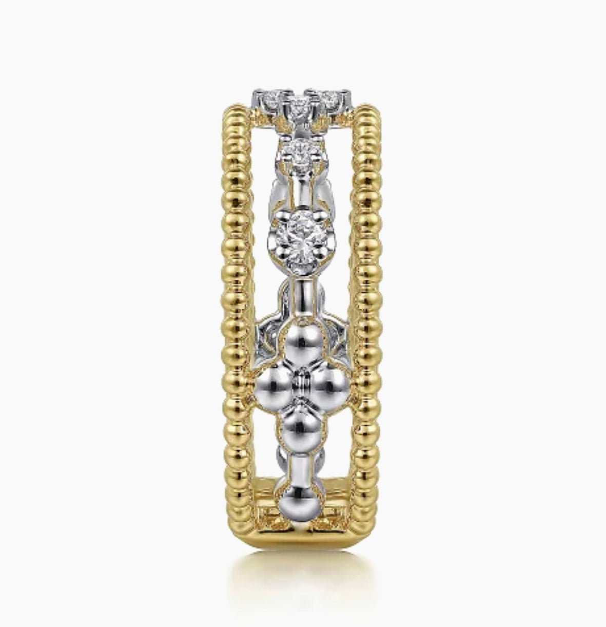 14K White-Yellow Gold Bujukan Diamond Easy Stackable Ring