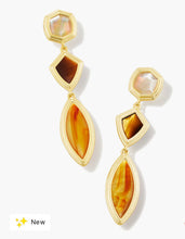 Load image into Gallery viewer, KENDRA SCOTT Monica Gold Linear Earrings in Brown Mix # 9608856965