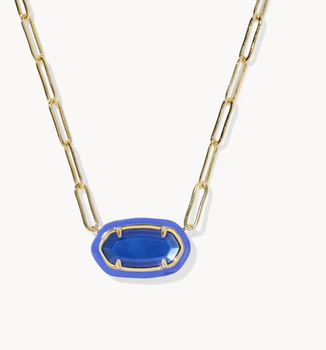 Kendra Scott-Elisa Enamel Frame Gold Paperclip Necklace in Cobalt Illusion 9608880383