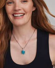 Load image into Gallery viewer, Kendra Scott-Tiger Striped Daphne Vintage Silver Small Long Pendant Necklace in Blue Marble 9608805506