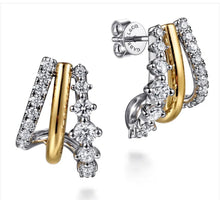 Load image into Gallery viewer, GABRIEL &amp; Co
J Hoop Earrings 14K White and Yellow Gold Diamond 0.75ct EG15329M45JJ