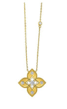 Load image into Gallery viewer, 14K Yellow Gold - 0.20ct - Satin Finished Diamond Accented Clover Pendant &amp; Chain NK10243-4YC