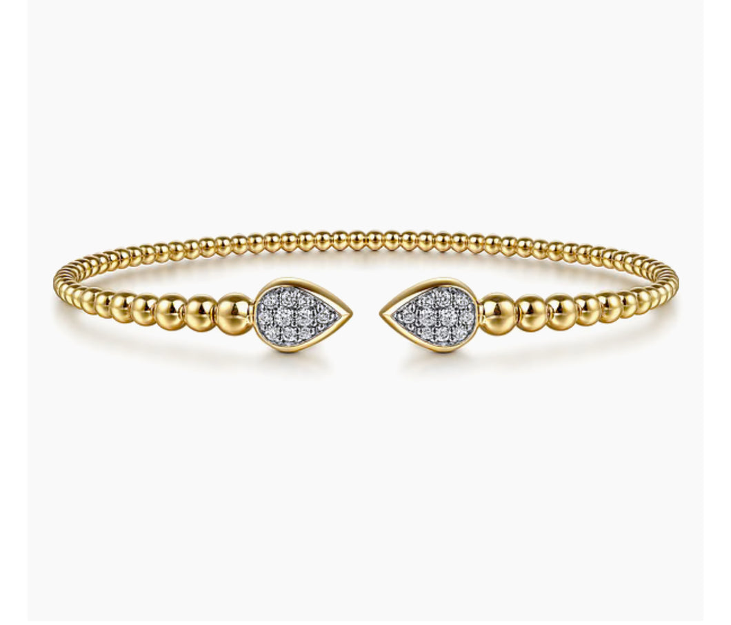 GABRIEL & Co.-14K Yellow Gold Bujukan Pave Diamond Split Bangle Bracelet BG5048-62Y45JJ