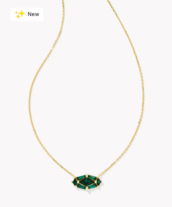 KENDRA SCOTT Lindy Rae Elisa Gold Short Pendant Necklace in Green 9608871600