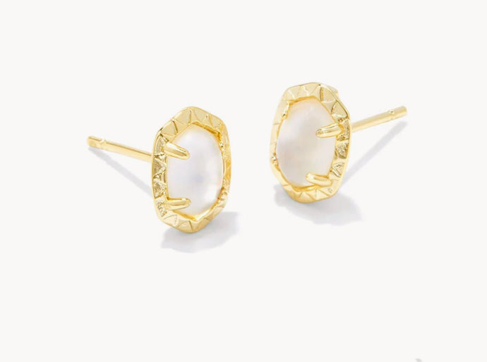 Kendra Scott-Daphne Gold Stud Earrings in Ivory Mother-of-Pearl 9608864268