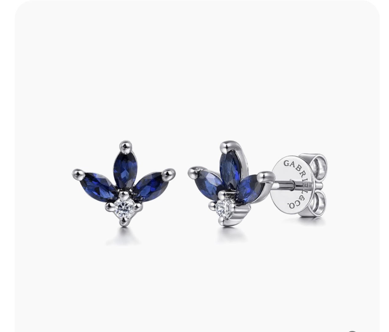 GABRIEL&Co -Floral - 14K White Gold Diamond and Sapphire Stud Earrings EG14963W45SA