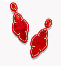 Load image into Gallery viewer, KENDRA SCOTT Abbie Gold Enamel Frame Statment Earrings in Red Illusion 9608867292