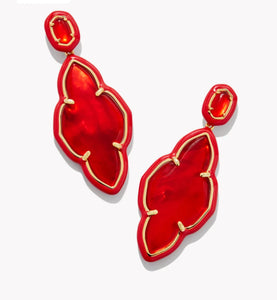 KENDRA SCOTT Abbie Gold Enamel Frame Statment Earrings in Red Illusion 9608867292